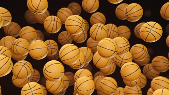 Floating Basketballs on a Dark Background