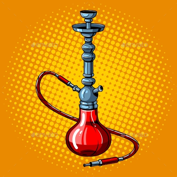 Hookah Pop Art Style Vector Illustration