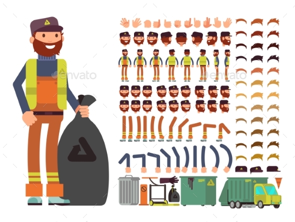 Sanitation Worker Vector Man Character - People Characters
