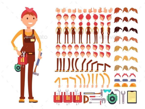 Female Technician Cartoon Vector Character - People Characters
