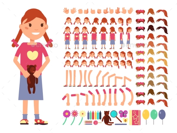Cartoon Little Girl Character - People Characters