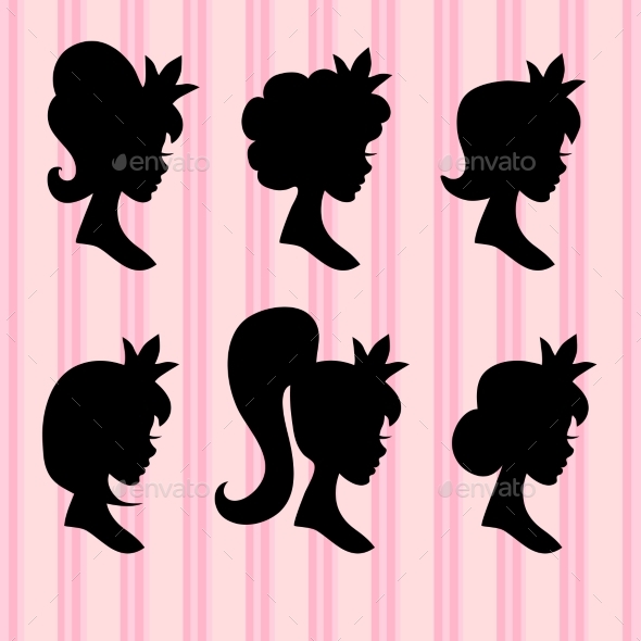 Little Princesses Vector Portrait. Young Girl - Miscellaneous Vectors