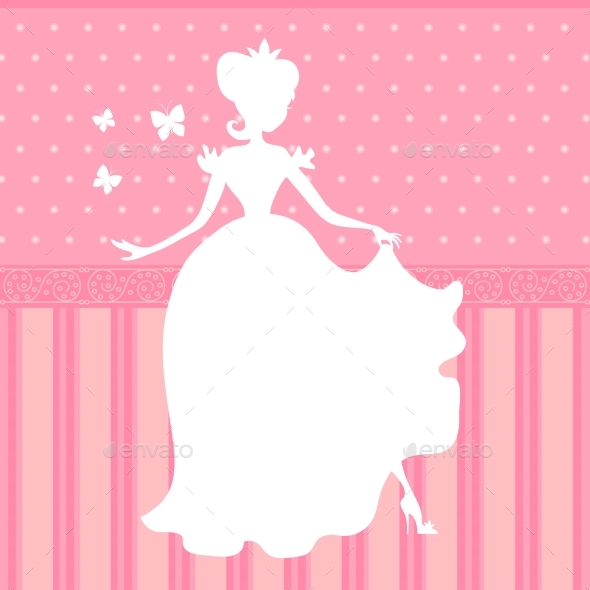 Retro Vector Pink Background with Princess - Miscellaneous Vectors