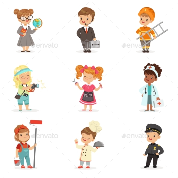 Set of Cartoon Professions for Kids. - People Characters