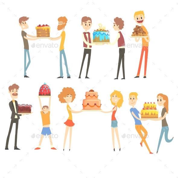 Set of Happy and Loving People Celebrating - People Characters