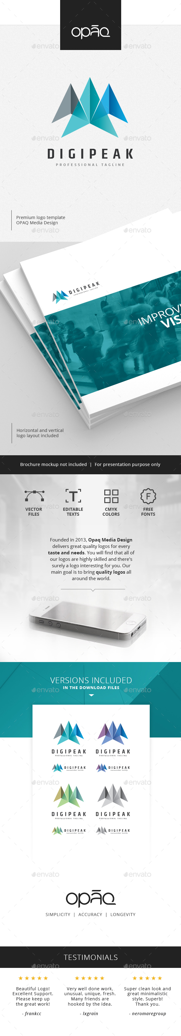 Digital Peak Mountain Logo - Abstract Logo Templates