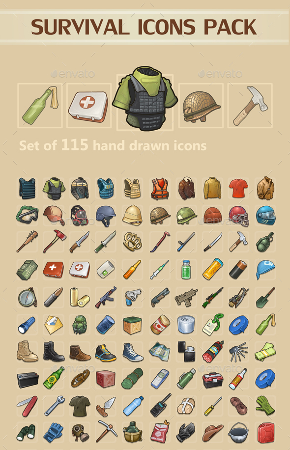 Survival Icons Pack - Miscellaneous Game Assets