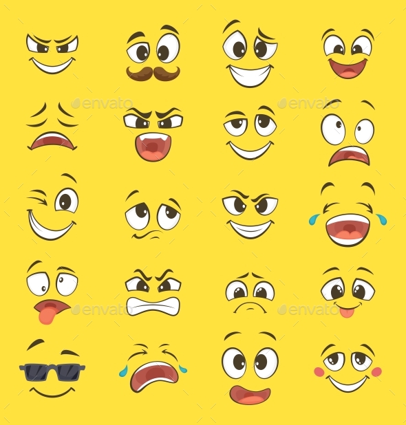 Cartoon Emotions with Faces by ONYXprj | GraphicRiver