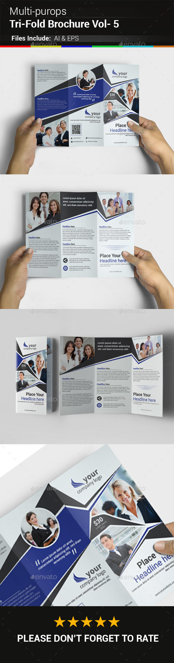 Multipurpose Business Tri-Fold Brochure Vol-5 - Corporate Brochures