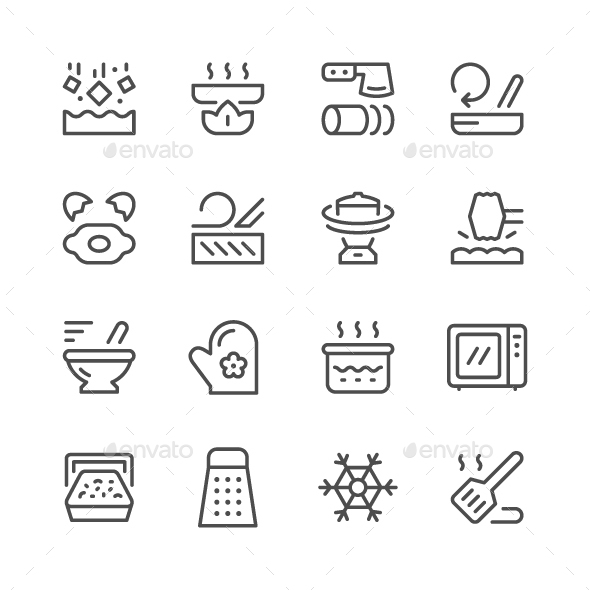 GraphicRiver Cooking Related Set Line Icons 20305339