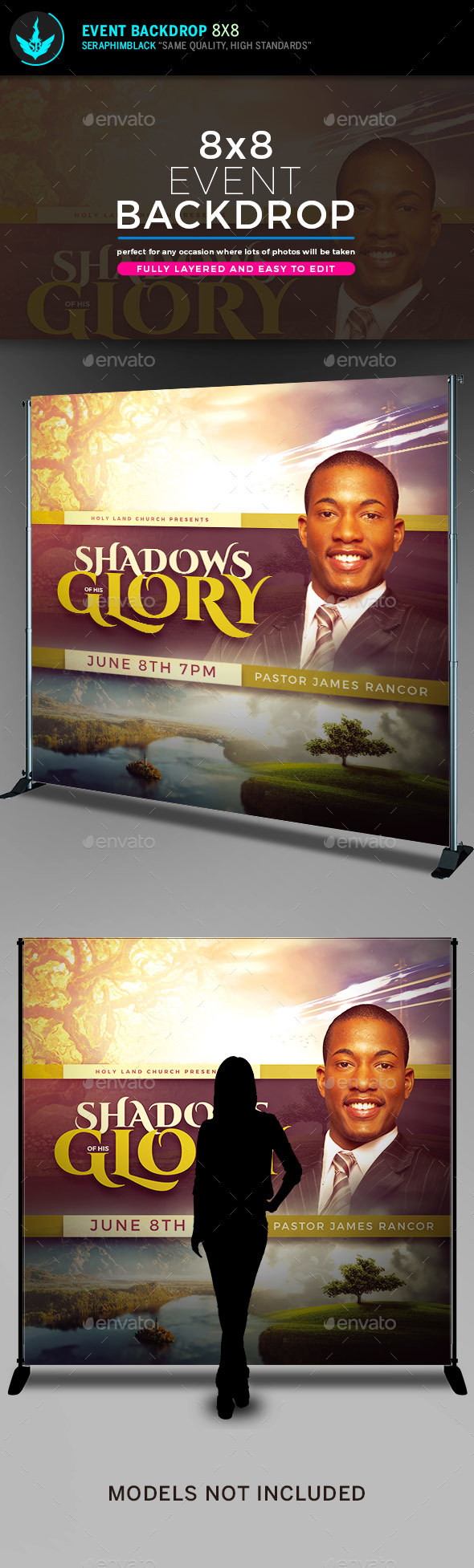 Shadows of His Glory 8x8 Backdrop Template - Signage Print Templates