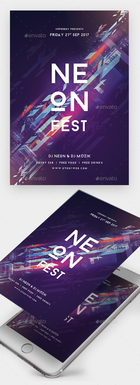 Neon Fest Party Flyer - Clubs & Parties Events