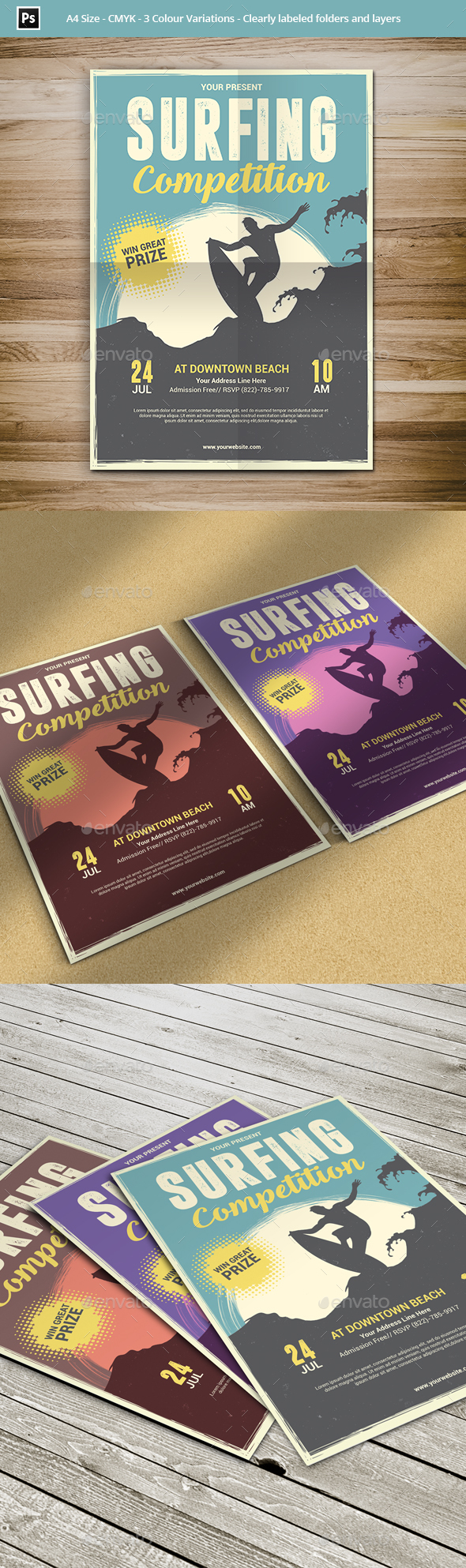 Surfing Competition Flyer / Poster Template - Sports Events