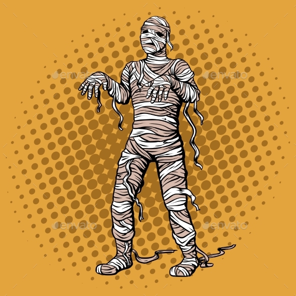 Walking Mummy Pop Art Style Vector Illustration