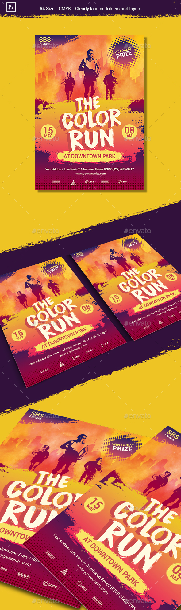 The Colour Run Flyer / Poster Template - Sports Events