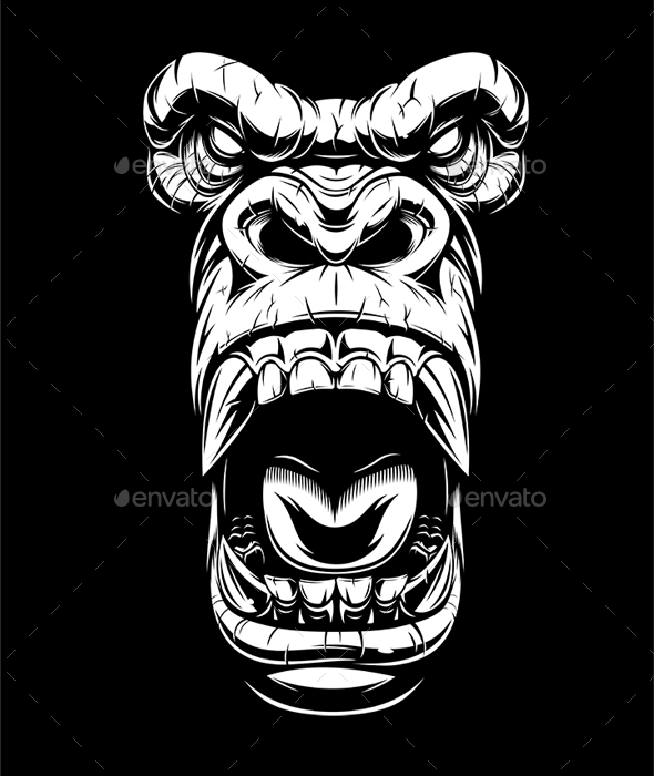 Ferocious Gorilla Head - Animals Characters