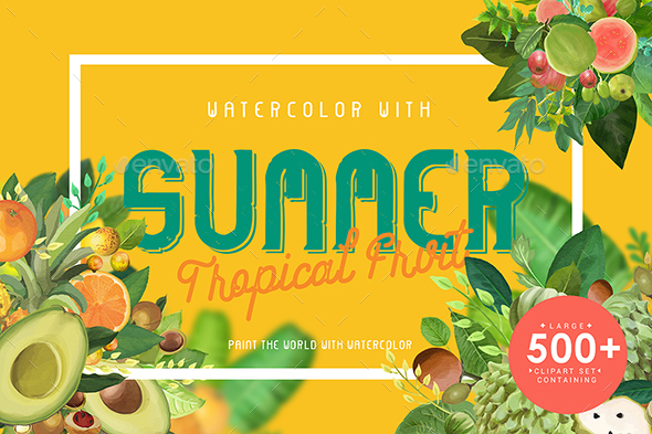 Watercolor with Summer Tropical Fruit - Objects Illustrations