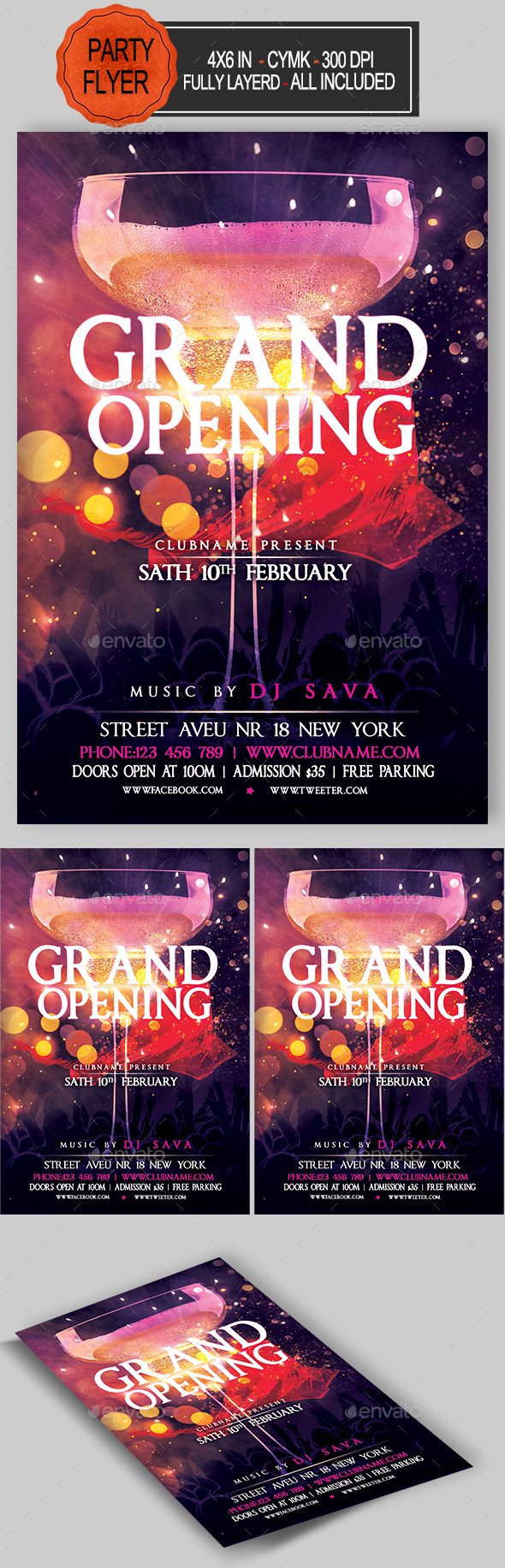 Grand Opening Flyer - Clubs & Parties Events