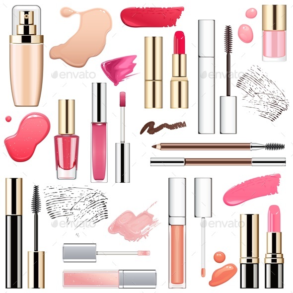 Vector Makeup Cosmetics with Smears - Retail Commercial / Shopping