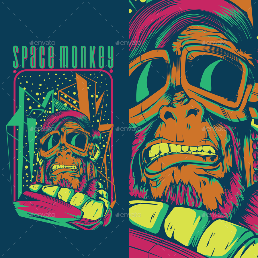 Space Monkey, T-Shirts | GraphicRiver