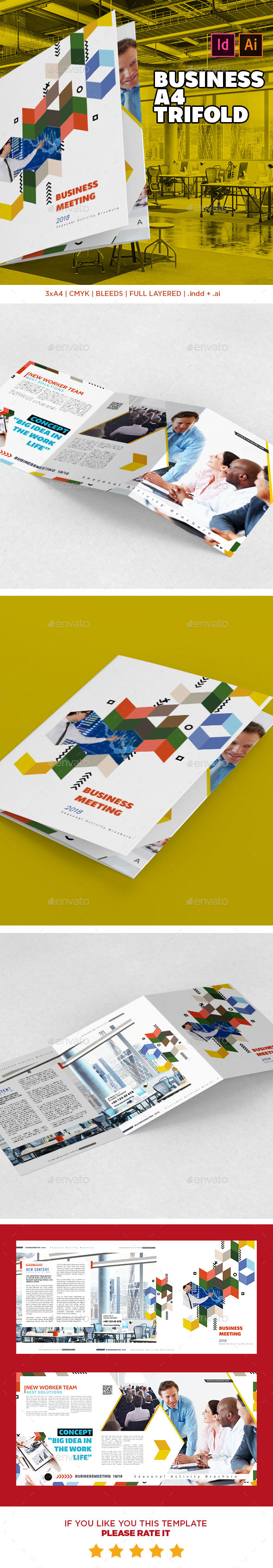 Business Tri-Fold Brochure Template 3xA4 - Corporate Brochures