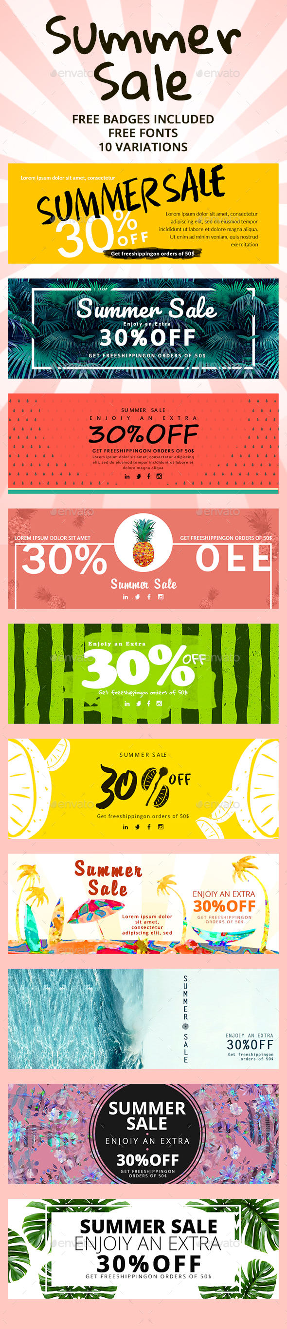 Sale Summer Banners - Banners & Ads Web Elements