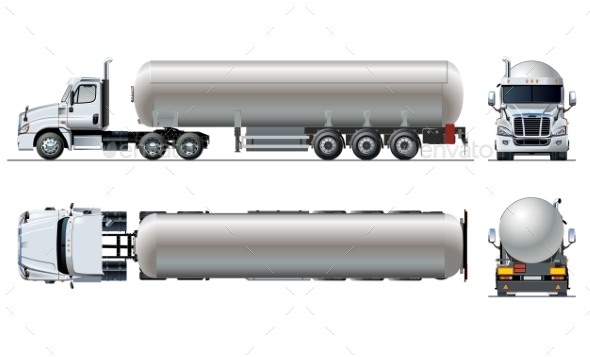 Vector Realistic Tanker Truck Template Isolated