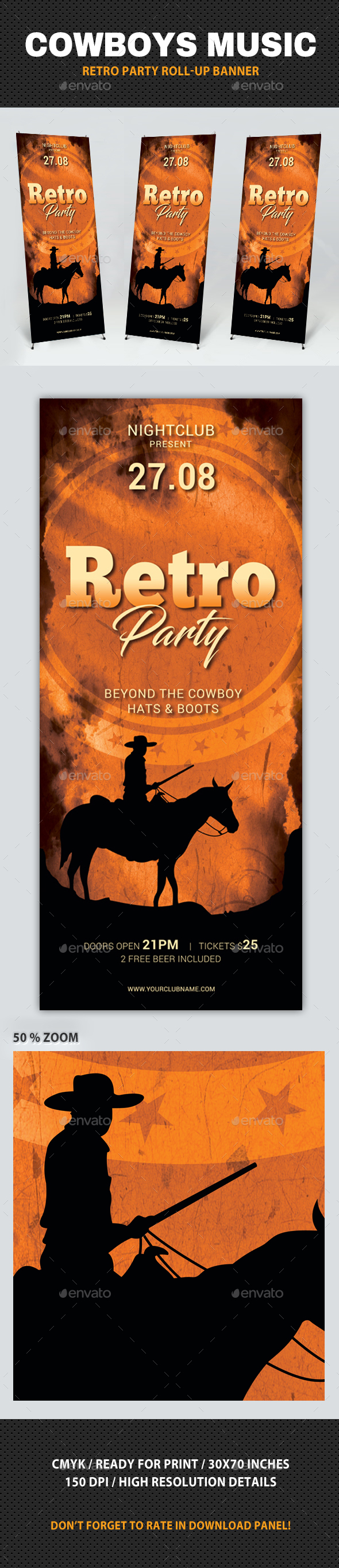Retro Party Banner - Signage Print Templates