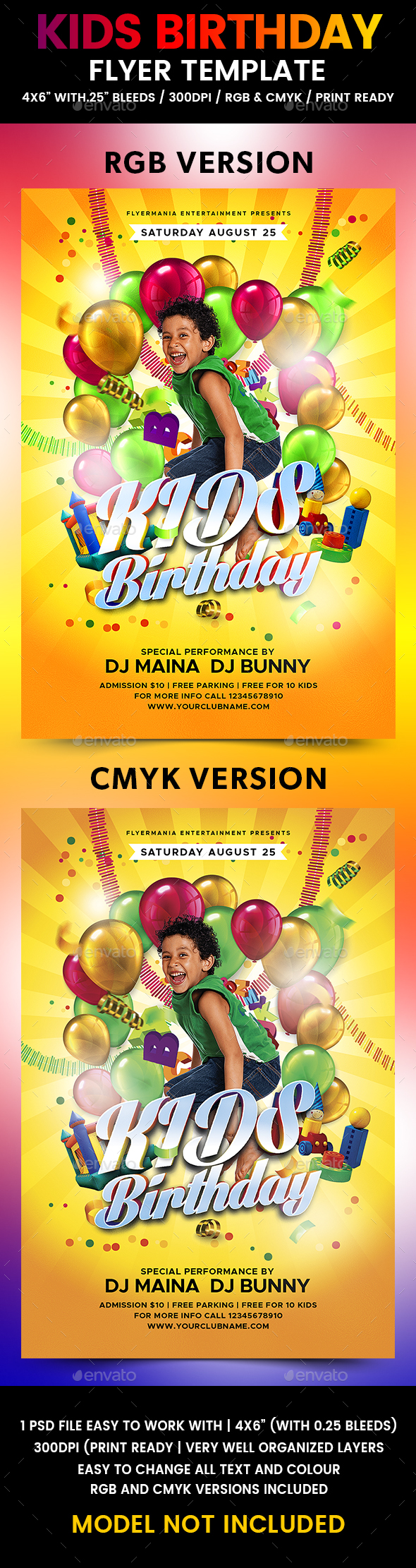 Kids Birthday Flyer Template - Flyers Print Templates