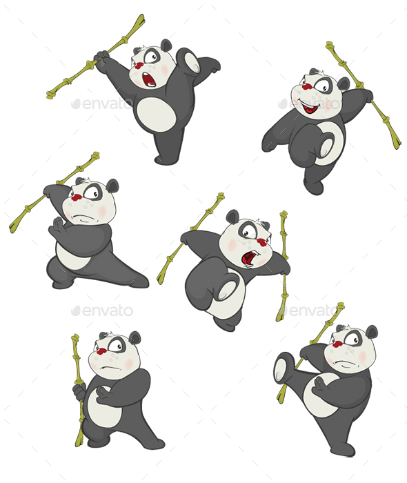Set of Cartoon Funny Panda Bear for You Design - Animals Characters