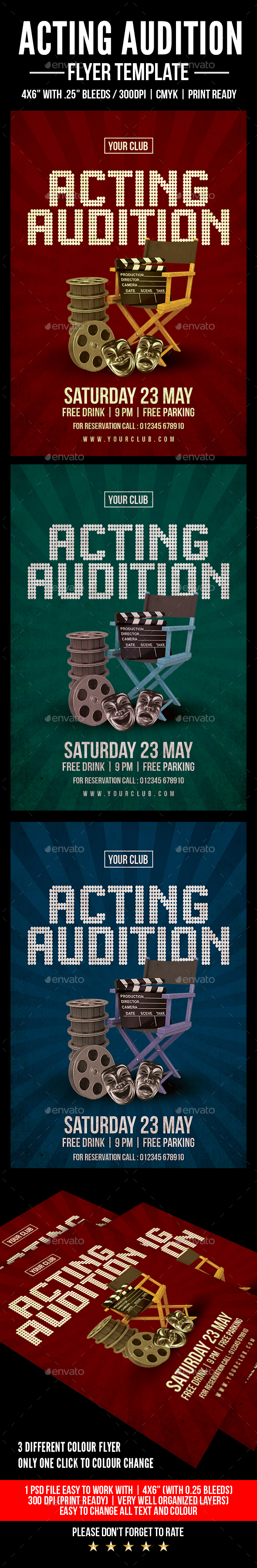 Acting Audition Flyer - Flyers Print Templates