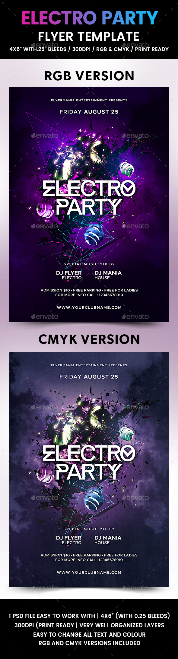 Electro Party Flyer Template - Flyers Print Templates