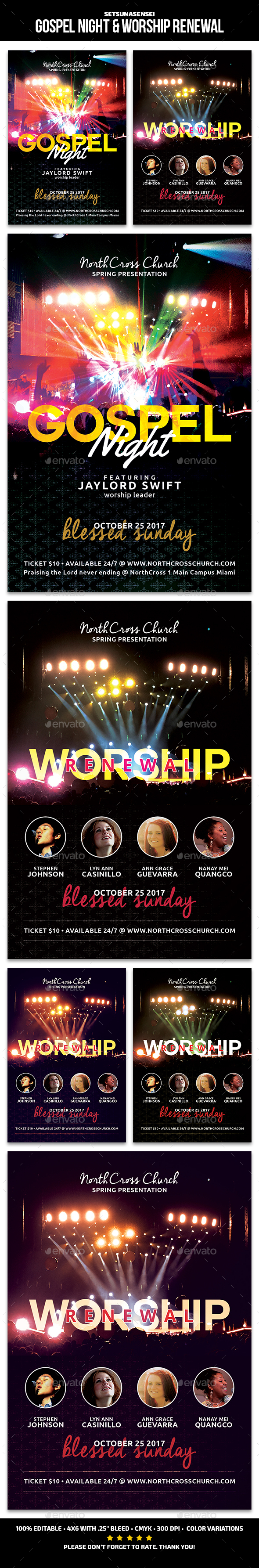 Gospel Night & Worship Renewal Church Flyers - Church Flyers