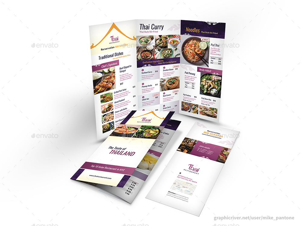 Thai Restaurant Trifold Menu 4 in Menu Templates - product preview 1