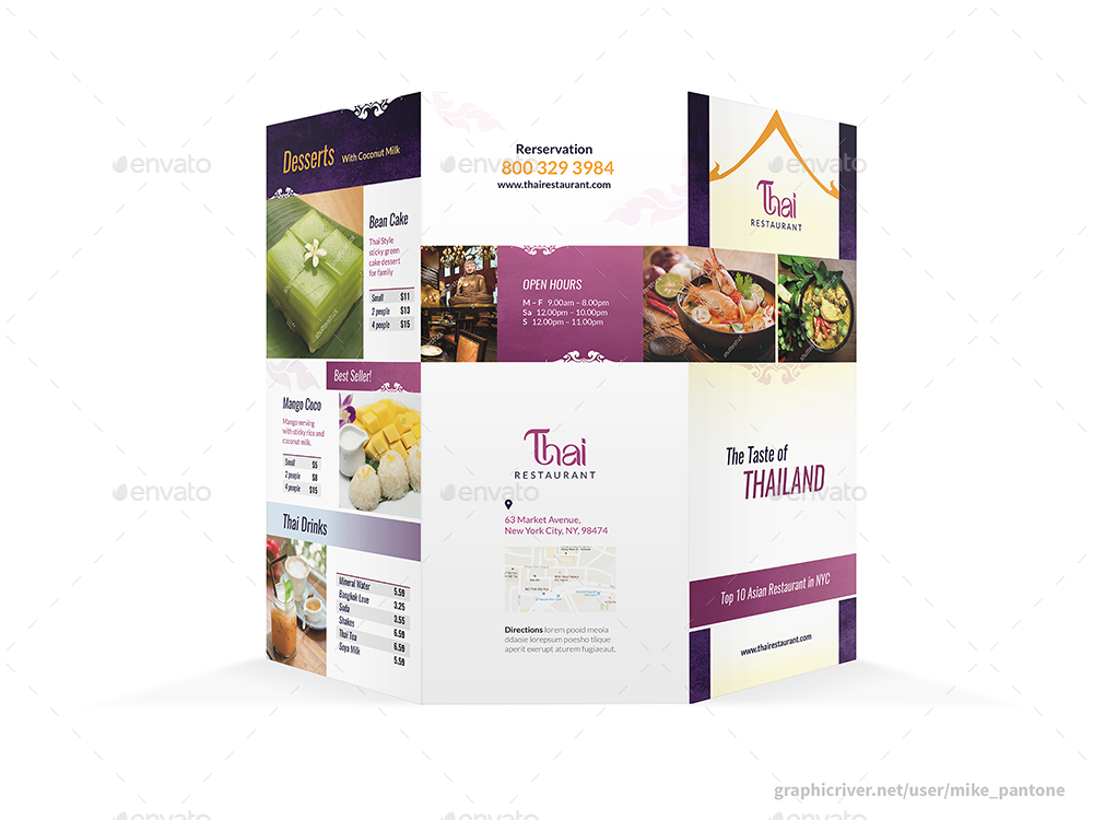 Thai Restaurant Trifold Menu 4 in Menu Templates - product preview 4