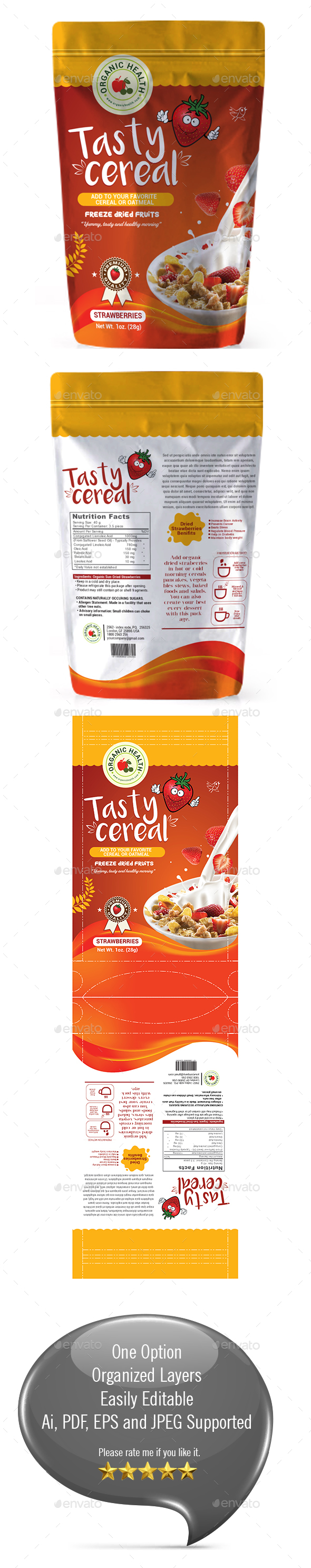 Cereal / Dried Fruits packaging Template - Packaging Print Templates