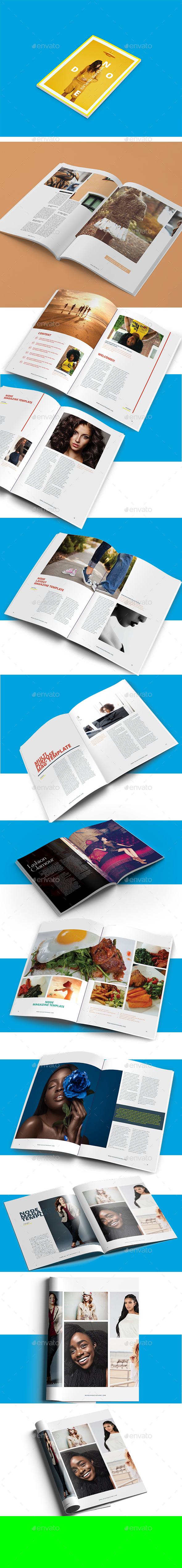 Node Minimalist Magazine Design Template / Layout - Magazines Print Templates