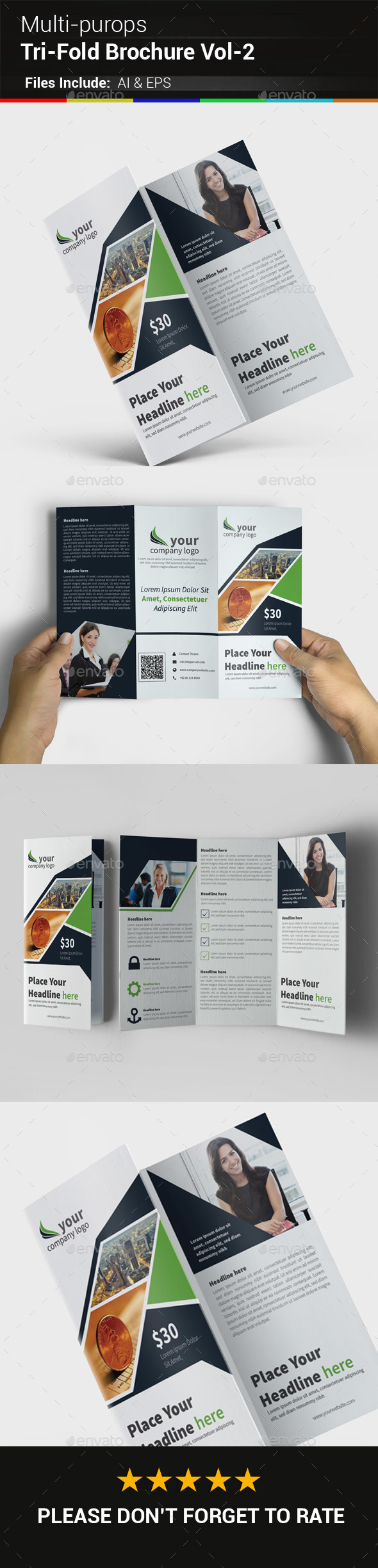 Multipurpose Business Tri-Fold Brochure Vol-2 - Corporate Brochures