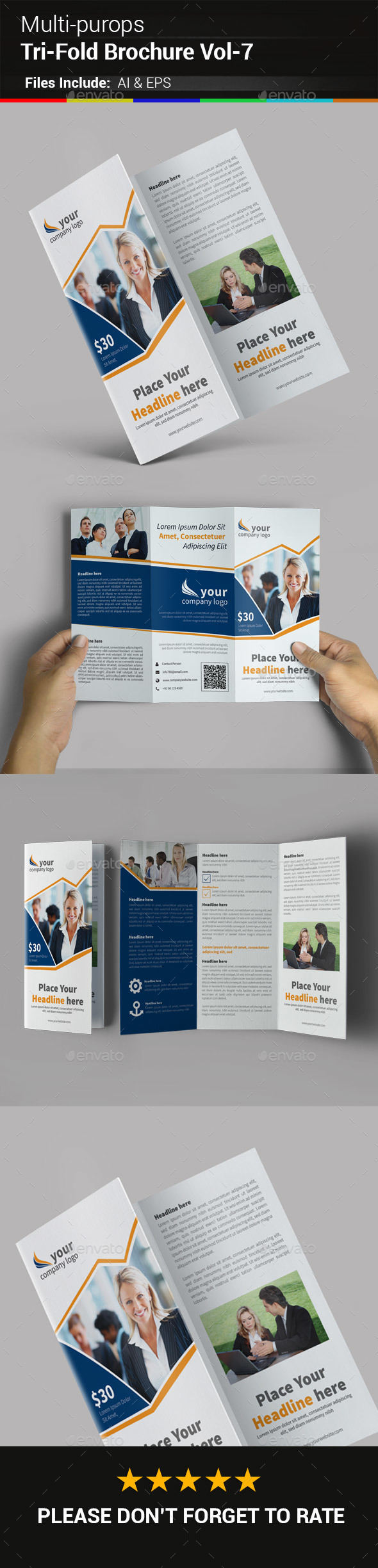 Multipurpose Business Tri-Fold Brochure Vol-7 - Corporate Brochures