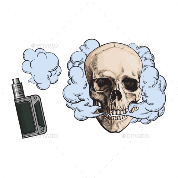 Smoke Coming Out of Fleshless Skull and Vape - Miscellaneous Characters
