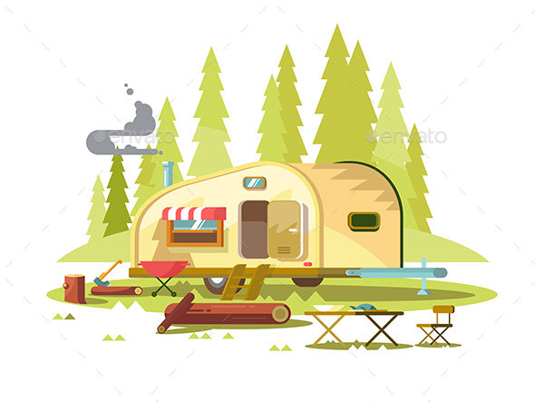 Trailer for Travel in Forest - Sports/Activity Conceptual