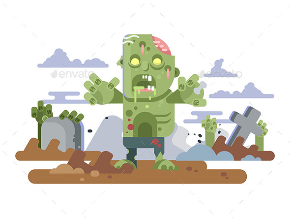 Zombies in Cemetery Night - Monsters Characters