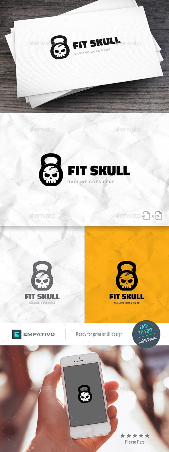 Fit Skull Logo Template - Symbols Logo Templates