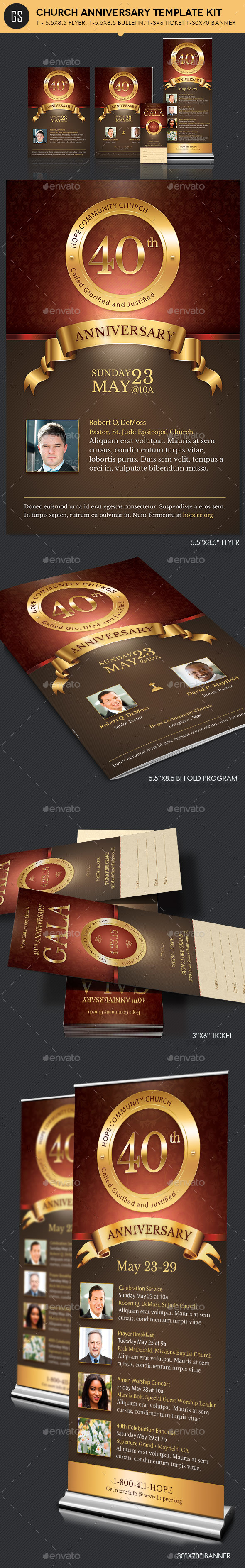 Church Anniversary Template Kit - Church Flyers