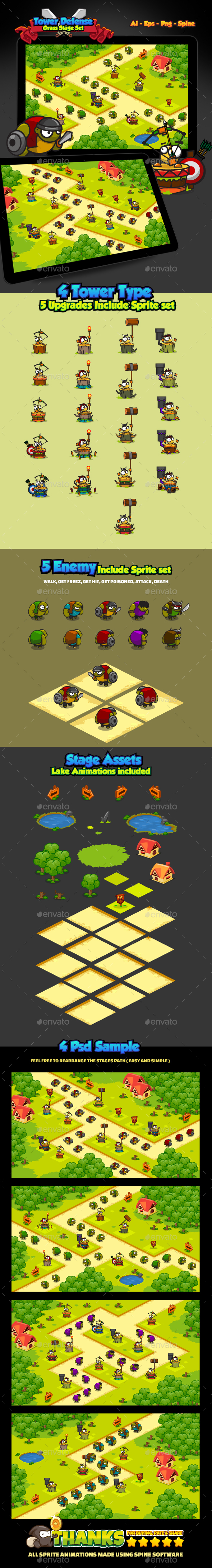Tower Defense Grass Pack - Game Kits Game Assets