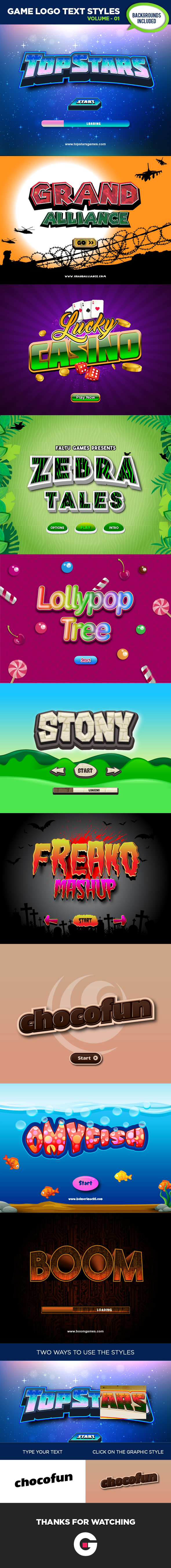 Game Logo Text Styles Volume 01 - Styles Illustrator