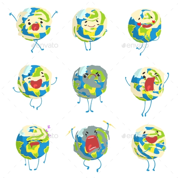 Planet Earth Emoji Showing Different - Miscellaneous Vectors