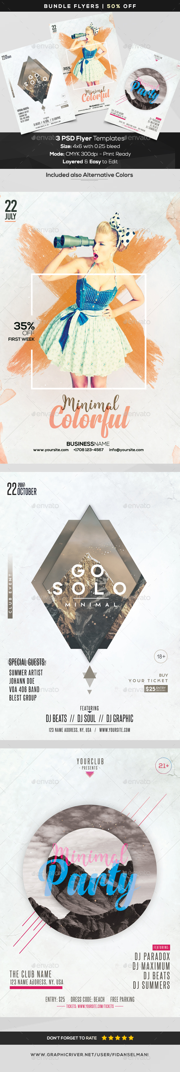Bundle - 3 Minimal Flyer - Events Flyers