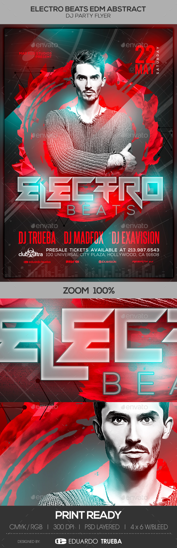 Electro Beats EDM Abstract Dj Party Flyer - Clubs & Parties Events