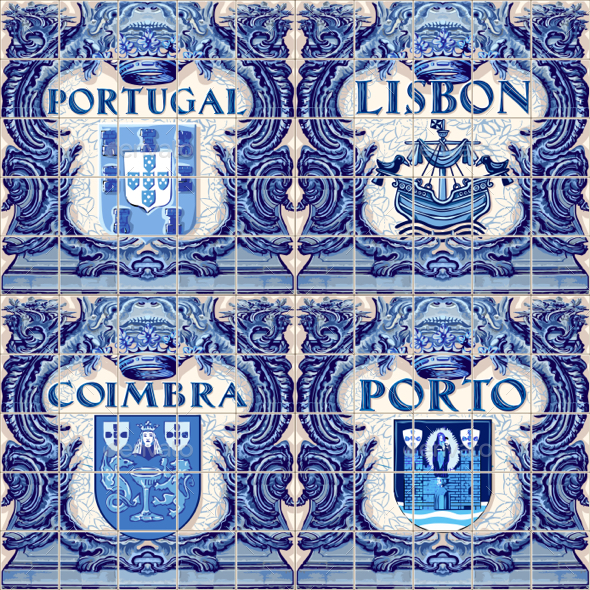 Portugal Ceramic Tiles Vector Souvenir Lisbon Lisboa - Vectors